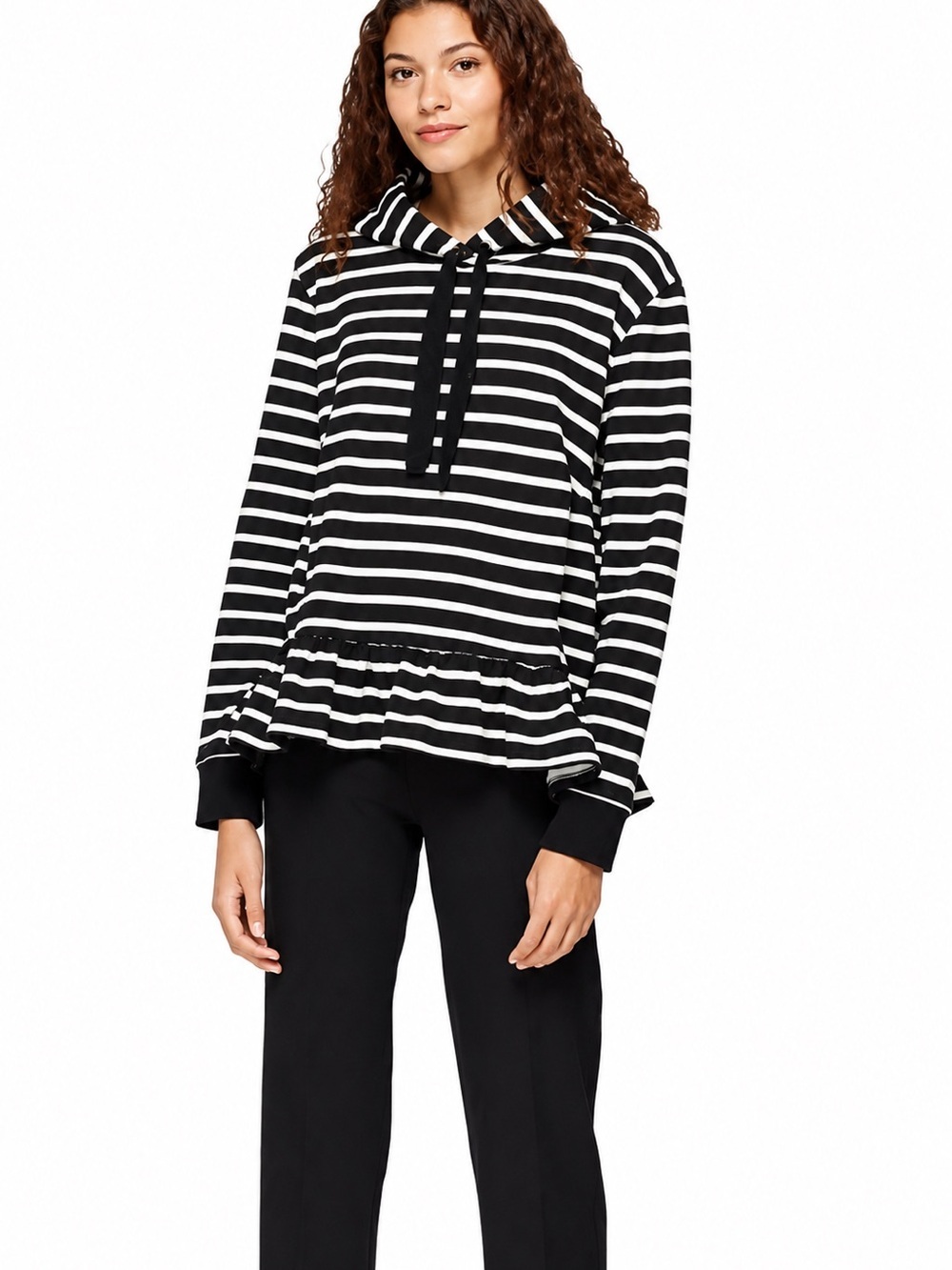 Kate Spade black/white stripe pullover, large